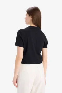 DeFacto Slim Fit Polo Neck Embroidery Print Printed Modal Short Sleeve T-Shirt - Image 4