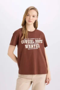 DeFacto 100% Cotton Regular Fit Printed T-Shirt - Image 3