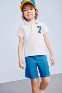 DeFacto Polo Neck Printed Pique Short Sleeve T-Shirt Baby Boy - Image 2