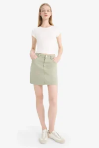 DeFacto Normal Waist Gabardine Mini Skirt - Image 3