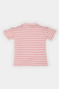 DeFacto Crew Neck Striped Short Sleeve T-Shirt Baby Girl - Image 3