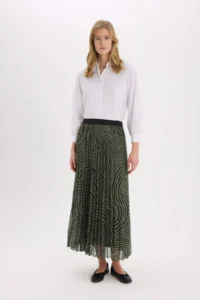 DeFacto Pleated Printed Chiffon Maxi Hijab Skirt