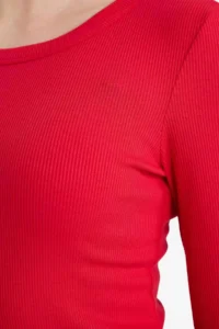 DeFacto Slim Fit Basic Plain Ribbed Camisole Long Sleeve T-Shirt - Image 4