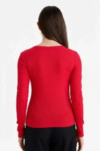 DeFacto Slim Fit Basic Plain Ribbed Camisole Long Sleeve T-Shirt - Image 5