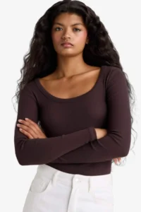 DeFacto Slim Fit Narrow Cut Round Neck Basic Plain Ribbed Camisole Long Sleeve T-Shirt - Image 4