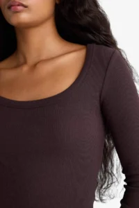 DeFacto Slim Fit Narrow Cut Round Neck Basic Plain Ribbed Camisole Long Sleeve T-Shirt - Image 5