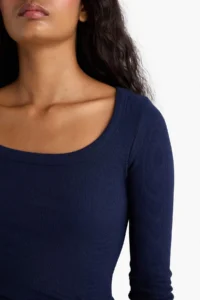 DeFacto Slim Fit Narrow Cut Round Neck Basic Plain Ribbed Camisole Long Sleeve T-Shirt - Image 5