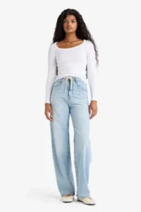 DeFacto Slim Fit Narrow Cut Round Neck Basic Plain Ribbed Camisole Long Sleeve T-Shirt - Image 2