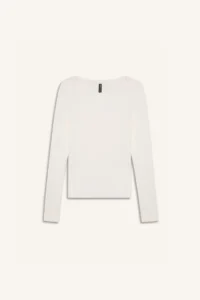 DeFacto Slim Fit Slim Fit Basic Plain Ribbed Camisole Long Sleeve White T-Shirt - Image 7