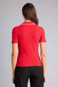 DeFacto Slim Fit Polo Neck Ribbed Camisole Short Sleeve Polo T-Shirt - Image 5