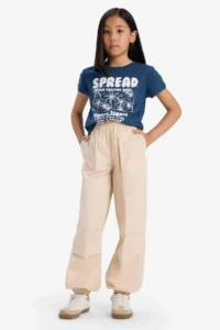 DeFacto Crew Neck Printed Short Sleeve T-Shirt Girls - Image 2