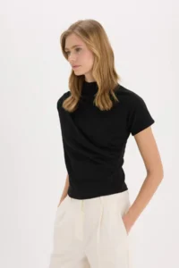 DeFacto Slim Fit Narrow Cut Crew Neck Ribbed Short Sleeve T-Shirt - Image 4