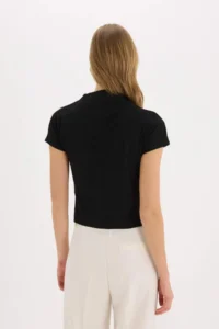 DeFacto Slim Fit Narrow Cut Crew Neck Ribbed Short Sleeve T-Shirt - Image 6