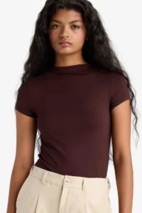 DeFacto Slim Fit Narrow Cut Half Turtleneck Soft Touch Short Sleeve T-Shirt