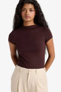 DeFacto Slim Fit Narrow Cut Half Turtleneck Soft Touch Short Sleeve T-Shirt - Image 4
