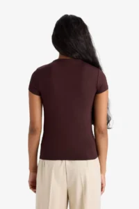 DeFacto Slim Fit Narrow Cut Half Turtleneck Soft Touch Short Sleeve T-Shirt - Image 6