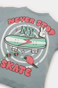 DeFacto Crew Neck Printed Short Sleeve T-Shirt Baby Boy - Image 3