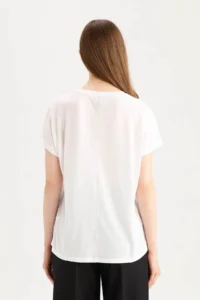 DeFacto Short Sleeve White Women T-Shirt E5954AX/WT34 - Image 6
