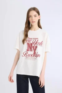 DeFacto 100% Cotton Oversized Printed T-Shirt - Image 3