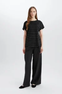 DeFacto Short Sleeve Black Women T-Shirt E6075AX/BK81 - Image 2