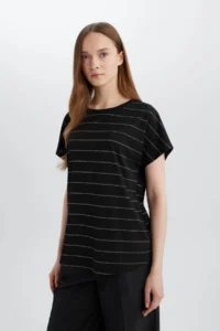 DeFacto Short Sleeve Black Women T-Shirt E6075AX/BK81 - Image 3