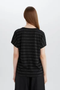 DeFacto Short Sleeve Black Women T-Shirt E6075AX/BK81 - Image 5
