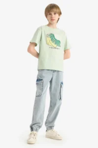 DeFacto Crew Neck Printed Short Sleeve T-Shirt Boy - Image 2