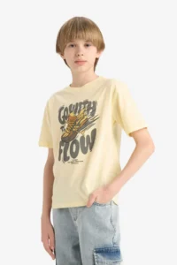 DeFacto Crew Neck Printed Short Sleeve T-Shirt Boy - Image 4