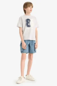 DeFacto Crew Neck Printed Short Sleeve T-Shirt Boy - Image 2