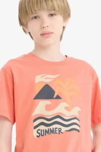 DeFacto Crew Neck Printed Short Sleeve T-Shirt Boy