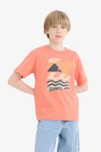 DeFacto Crew Neck Printed Short Sleeve T-Shirt Boy - Image 3