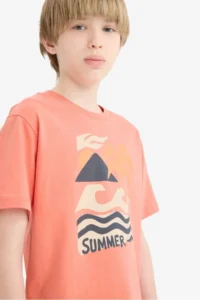 DeFacto Crew Neck Printed Short Sleeve T-Shirt Boy - Image 4