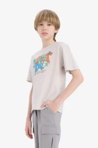 DeFacto Crew Neck Printed Short Sleeve T-Shirt Boy - Image 4