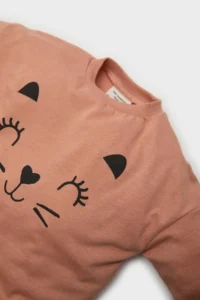 DeFacto Crew Neck Printed Combed Cotton 2-Piece Long Sleeve T-Shirt Baby Girl Newborn - Image 3