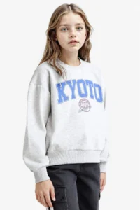 DeFacto Relax Fit Crew Neck Printed 2-Piece Sweatshirt Girl - Image 2
