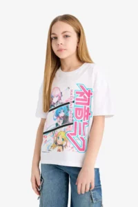 DeFacto Hatsune Miku Relax Fit Crew Neck Short Sleeve T-Shirt Girl Child - Image 3