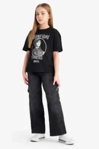 DeFacto Wednesday Relax Fit Crew Neck Short Sleeve T-Shirt Girls - Image 2