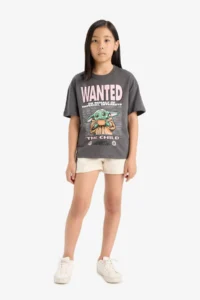 DeFacto Star Wars-Mandalorian Relax Fit Crew Neck Short Sleeve T-Shirt Girl Child - Image 2
