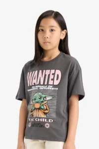 DeFacto Star Wars-Mandalorian Relax Fit Crew Neck Short Sleeve T-Shirt Girl Child - Image 3