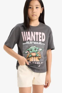DeFacto Star Wars-Mandalorian Relax Fit Crew Neck Short Sleeve T-Shirt Girl Child - Image 4