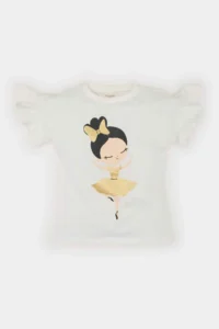 DeFacto Baby Girl Crew Neck Ballerina Printed Short Sleeve T-Shirt