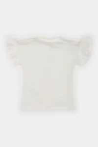 DeFacto Baby Girl Crew Neck Ballerina Printed Short Sleeve T-Shirt - Image 3