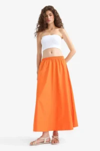 DeFacto A Cut High Waist Parachute Maxi Skirt - Image 3