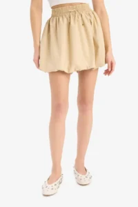 DeFacto Balloon Fit High Waist Taffeta Terry Cotton Mini Skirt - Image 6