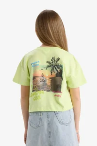 DeFacto Crew Neck Back Printed Short Sleeve T-Shirt Girls - Image 6