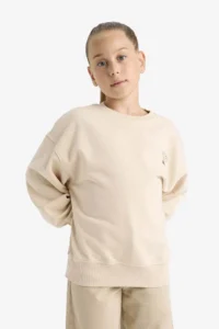 DeFacto Oversize Wide Fit Crew Neck Printed Sweatshirt Girl Child - Image 3