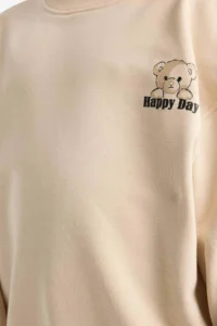 DeFacto Oversize Wide Fit Crew Neck Printed Sweatshirt Girl Child - Image 5