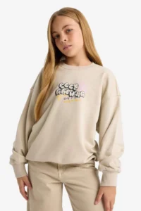 DeFacto Oversize Wide Fit Crew Neck Back Printed Sweatshirt Girl Child - Image 4