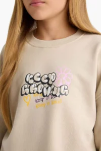 DeFacto Oversize Wide Fit Crew Neck Back Printed Sweatshirt Girl Child - Image 5