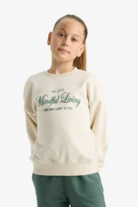 DeFacto Relax Fit Crew Neck Back Printed Sweatshirt Girl Child - Image 3